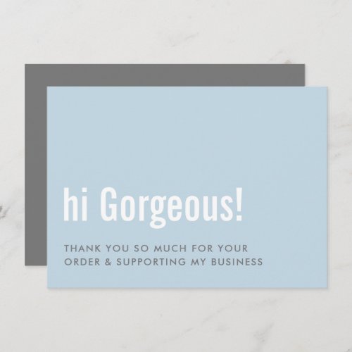 THANK YOU FOR YOUR ORDER fun insert baby blue gray