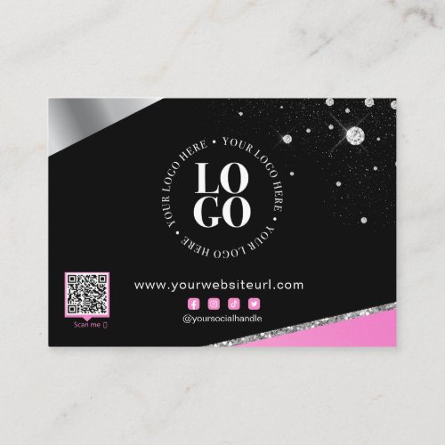 Thank You For Your Order Glam Pink Diamond Busines Business Card