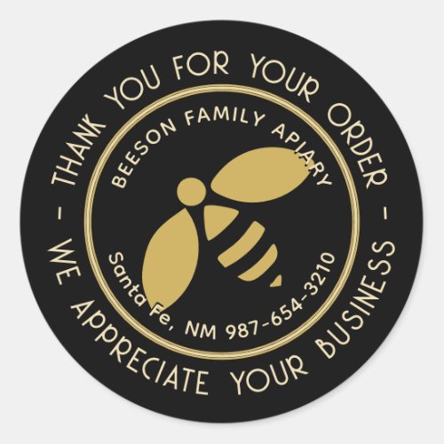 Thank you for your order Gold Bee Apiary Honey Classic Round Sticker