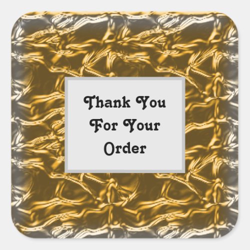 Thank You for Your Order Gold Silver Elegant Square Sticker