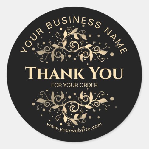 THANK YOU FOR YOUR ORDER gold vintage Classic Round Sticker