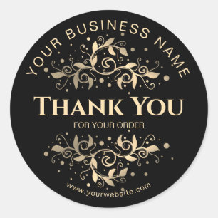 THANK YOU FOR YOUR ORDER gold vintage Classic Round Sticker