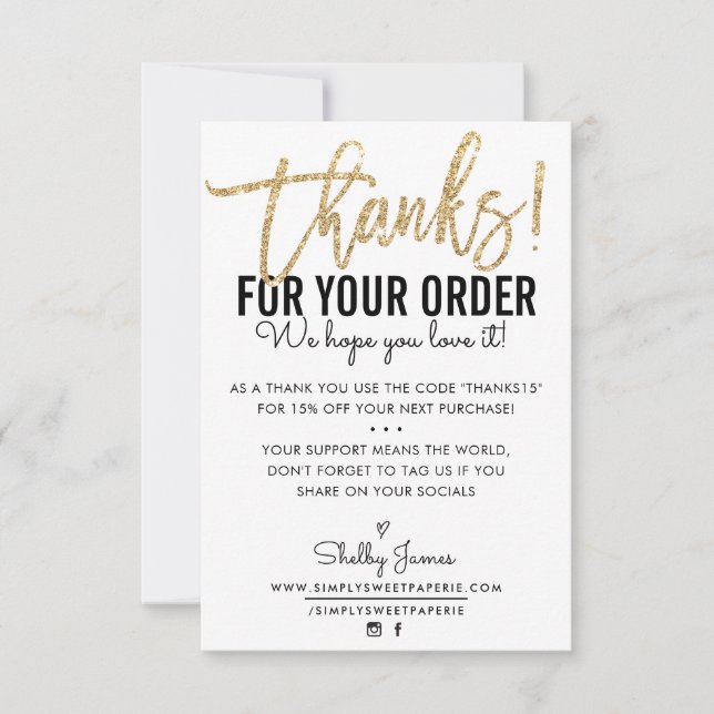 THANK YOU FOR YOUR ORDER insert modern black gold (Front)