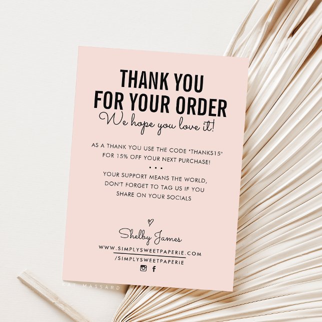 THANK YOU FOR YOUR ORDER insert modern blush pink (Creator Uploaded)