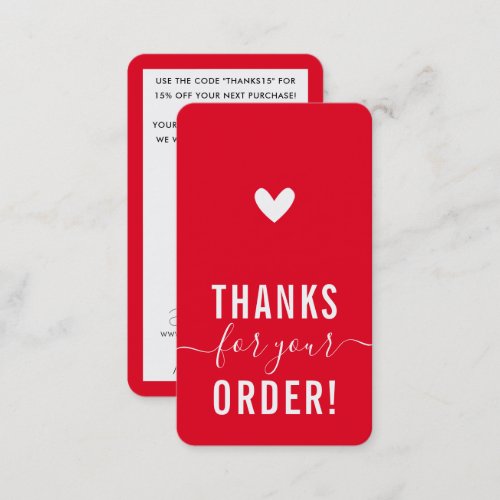 THANK YOU FOR YOUR ORDER insert modern BOLD RED