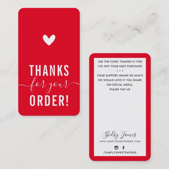 THANK YOU FOR YOUR ORDER insert modern BOLD RED (Front/Back)