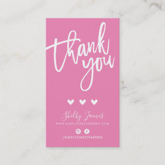 THANK YOU FOR YOUR ORDER insert modern candy pink