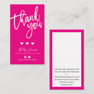 THANK YOU FOR YOUR ORDER insert modern hot pink