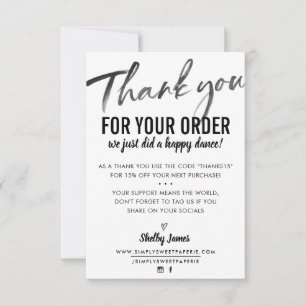 THANK YOU FOR YOUR ORDER insert modern ink writing Card
