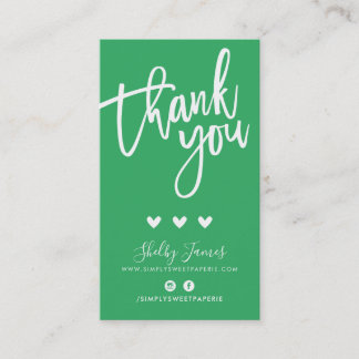 THANK YOU FOR YOUR ORDER insert modern kelly green