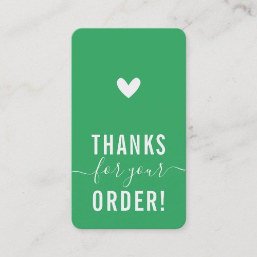THANK YOU FOR YOUR ORDER insert modern LEAF GREEN