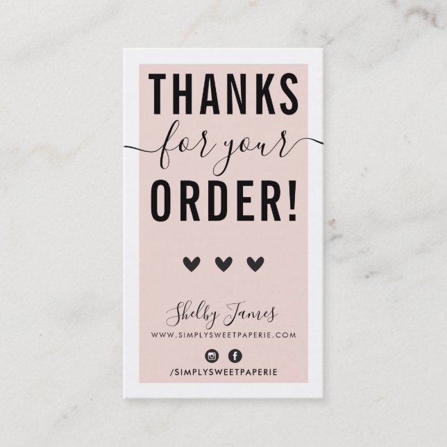 THANK YOU FOR YOUR ORDER insert pink black (Front)