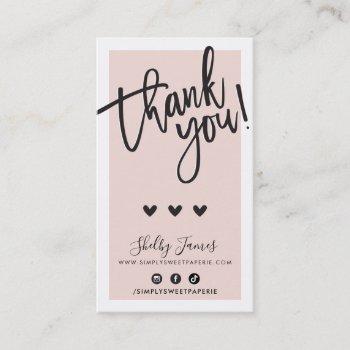 Thank You For Your Order Insert Socials Blush Pink by edgeplus at Zazzle