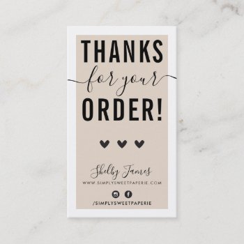 Thank You For Your Order Insert Wheat Black by edgeplus at Zazzle
