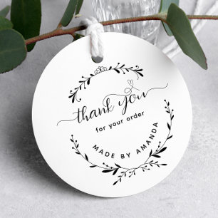 Thank You For Your Order Laurel Leaf Rubber Stamp