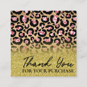 Thank You For Your Order Leopard Glitter Square Business Card