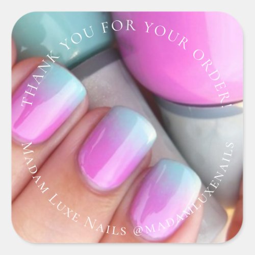 Thank You For Your Order Luxe Nails Gray Square Square Sticker