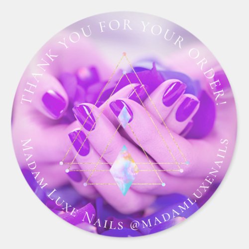 Thank You For Your Order Luxe Nails Purple Logo Classic Round Sticker