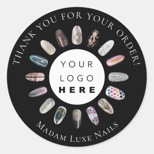 Thank You For Your Order Madam Luxe Nails Black Classic Round Sticker