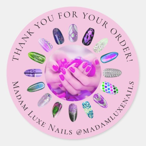 Thank You For Your Order Madam Luxe Nails Pink Classic Round Sticker