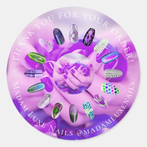 Thank You For Your Order Madam Luxe Nails Purple Classic Round Sticker