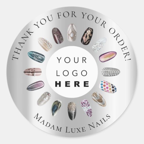 Thank You For Your Order Madam Luxe Nails Silver Classic Round Sticker