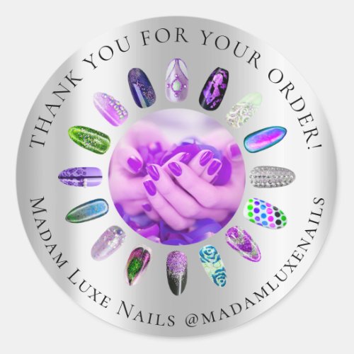 Thank You For Your Order Madam Luxe Nails Violet Classic Round Sticker