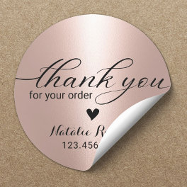 Thank You for Your Order Modern Rose Gold Business Classic Round Sticker