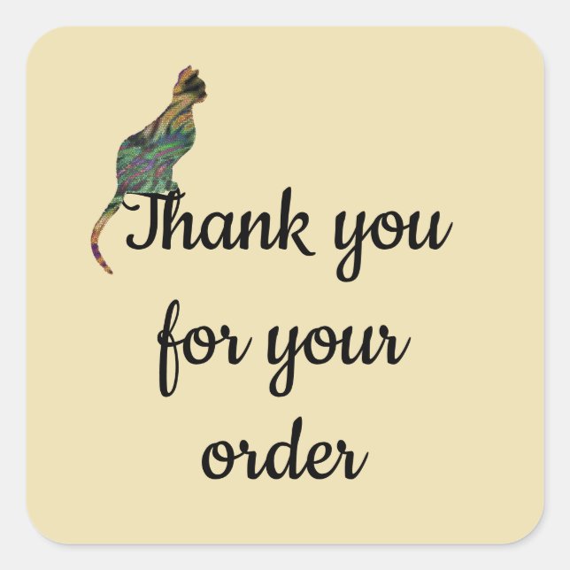 Thank You For Your Order Mosaic Cat  Business Square Sticker (Front)