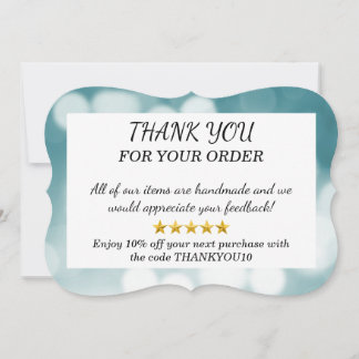 Thank You for your Order Note Card