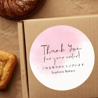 Thank You for Your Order Pink Cute Typography Classic Round Sticker