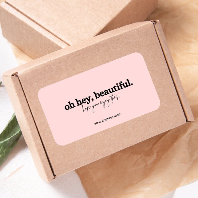 Thank you for your order pink oh hey beautiful  label (Creator Uploaded)