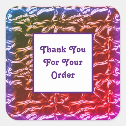 Thank You for Your Order Pink Purple Metallic Square Sticker