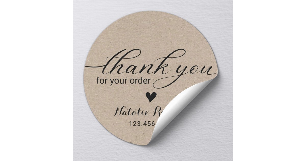 Thank You for Your Order Rustic Kraft Business Classic Round Sticker ...
