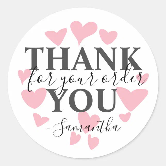 Thank You For Your Order Shop Small Pink Hearts Classic Round Sticker ...
