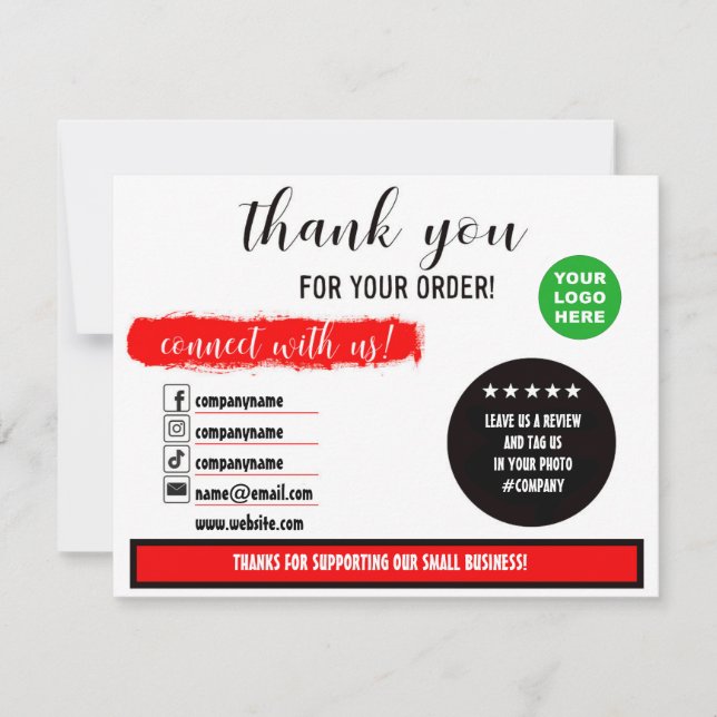 Thank you for your order social media card (Front)