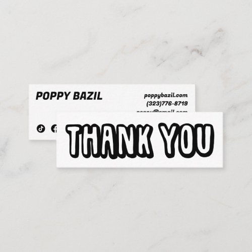 Thank You for your Order Social Media Icons BW Mini Business Card