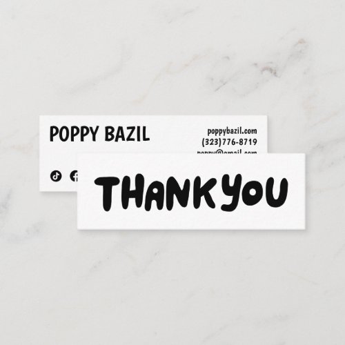 Thank You for your Order Social Media Icons BW Mini Business Card