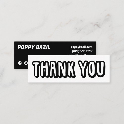 Thank You for your Order Social Media Icons Chic Mini Business Card