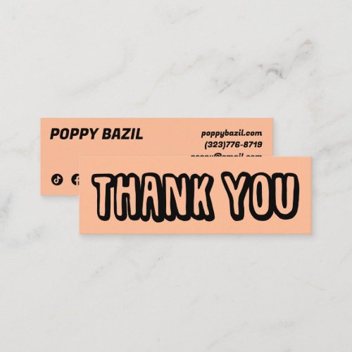 Thank You for your Order Social Media Icons Peach Mini Business Card