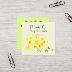 Thank You For Your Order Swiss Cheese Food Herbs Square Business Card