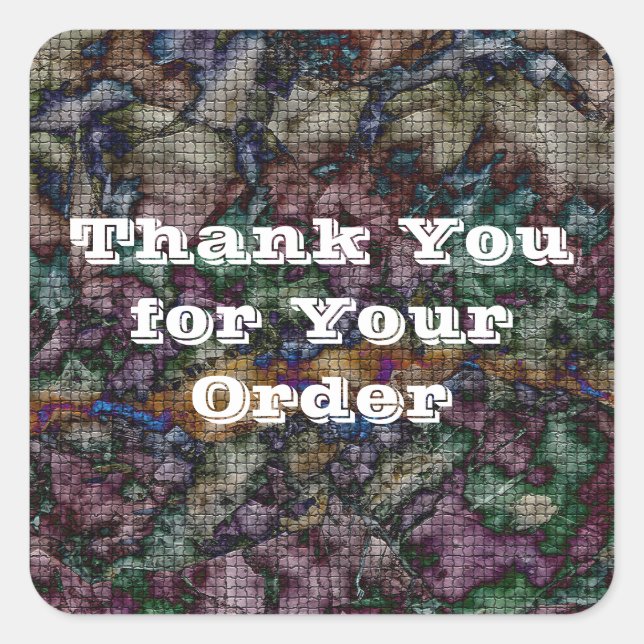 Thank You for Your Order Tie-Dye Customer Square Sticker (Front)
