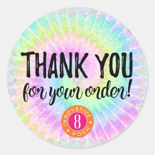 Thank You for your order tie dye Innov8tive  Posh Classic Round Sticker