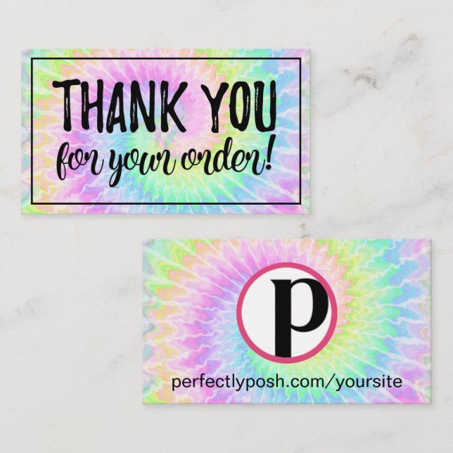Thank you for your order tie dye Posh card (Front/Back)