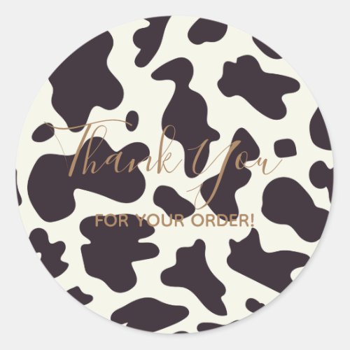 Thank you for Your Order Vintage Cow Print Classic Classic Round Sticker