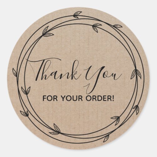 Thank you for Your Order Vintage Kraft Paper Classic Round Sticker