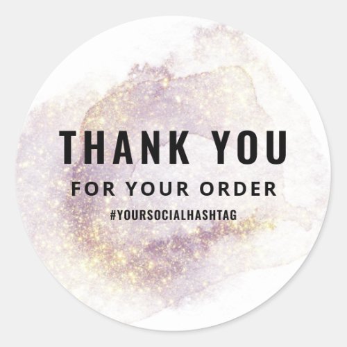 Thank You For Your Order Violet Alcohol Ink Classic Round Sticker