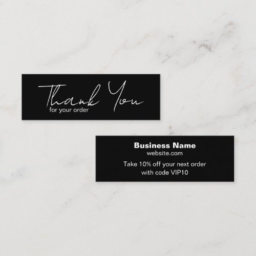 Thank You for Your Order Website Your Offer Black Mini Business Card