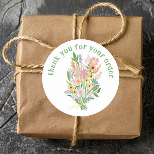 "Thank you for your order" Wildflower Bouquet Classic Round Sticker
