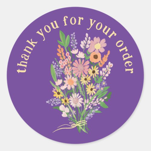 Thank you for your order Wildflower Bouquet Classic Round Sticker